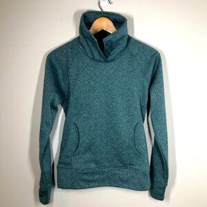Kavu Marled Teal Button Up Funnel  Neck Pullover Size XS